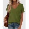 image:imagePRETTYGARDEN Womens Tops Short Sleeve Oversized Tshirts Shirts 2026 Summer Casual V Neck Loose Basic Tees Spring Tunic BlouseGreen