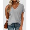 image:imagePRETTYGARDEN Womens Tops Short Sleeve Oversized Tshirts Shirts 2026 Summer Casual V Neck Loose Basic Tees Spring Tunic BlouseGrey
