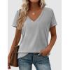 image:imagePRETTYGARDEN Womens Tops Short Sleeve Oversized Tshirts Shirts 2026 Summer Casual V Neck Loose Basic Tees Spring Tunic BlouseGrey