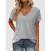 image:imagePRETTYGARDEN Womens Tops Short Sleeve Oversized Tshirts Shirts 2026 Summer Casual V Neck Loose Basic Tees Spring Tunic BlouseGrey