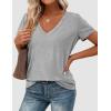 image:imagePRETTYGARDEN Womens Tops Short Sleeve Oversized Tshirts Shirts 2026 Summer Casual V Neck Loose Basic Tees Spring Tunic BlouseGrey