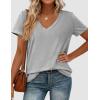 image:imagePRETTYGARDEN Womens Tops Short Sleeve Oversized Tshirts Shirts 2026 Summer Casual V Neck Loose Basic Tees Spring Tunic BlouseGrey