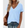 image:imagePRETTYGARDEN Womens Tops Short Sleeve Oversized Tshirts Shirts 2026 Summer Casual V Neck Loose Basic Tees Spring Tunic BlouseLight Blue