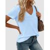 image:imagePRETTYGARDEN Womens Tops Short Sleeve Oversized Tshirts Shirts 2026 Summer Casual V Neck Loose Basic Tees Spring Tunic BlouseLight Blue