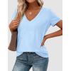 image:imagePRETTYGARDEN Womens Tops Short Sleeve Oversized Tshirts Shirts 2026 Summer Casual V Neck Loose Basic Tees Spring Tunic BlouseLight Blue