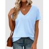 image:imagePRETTYGARDEN Womens Tops Short Sleeve Oversized Tshirts Shirts 2026 Summer Casual V Neck Loose Basic Tees Spring Tunic BlouseLight Blue