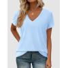 image:imagePRETTYGARDEN Womens Tops Short Sleeve Oversized Tshirts Shirts 2026 Summer Casual V Neck Loose Basic Tees Spring Tunic BlouseLight Blue