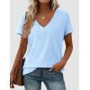 image:imagePRETTYGARDEN Womens Tops Short Sleeve Oversized Tshirts Shirts 2026 Summer Casual V Neck Loose Basic Tees Spring Tunic BlouseLight Blue