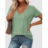 image:imagePRETTYGARDEN Womens Tops Short Sleeve Oversized Tshirts Shirts 2026 Summer Casual V Neck Loose Basic Tees Spring Tunic BlouseLight Green