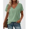 image:imagePRETTYGARDEN Womens Tops Short Sleeve Oversized Tshirts Shirts 2026 Summer Casual V Neck Loose Basic Tees Spring Tunic BlouseLight Green
