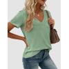 image:imagePRETTYGARDEN Womens Tops Short Sleeve Oversized Tshirts Shirts 2026 Summer Casual V Neck Loose Basic Tees Spring Tunic BlouseLight Green