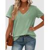 image:imagePRETTYGARDEN Womens Tops Short Sleeve Oversized Tshirts Shirts 2026 Summer Casual V Neck Loose Basic Tees Spring Tunic BlouseLight Green
