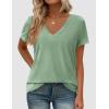 image:imagePRETTYGARDEN Womens Tops Short Sleeve Oversized Tshirts Shirts 2026 Summer Casual V Neck Loose Basic Tees Spring Tunic BlouseLight Green