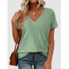 image:imagePRETTYGARDEN Womens Tops Short Sleeve Oversized Tshirts Shirts 2026 Summer Casual V Neck Loose Basic Tees Spring Tunic BlouseLight Green