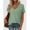image:imagePRETTYGARDEN Womens Tops Short Sleeve Oversized Tshirts Shirts 2026 Summer Casual V Neck Loose Basic Tees Spring Tunic BlouseLight Green