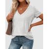 image:imagePRETTYGARDEN Womens Tops Short Sleeve Oversized Tshirts Shirts 2026 Summer Casual V Neck Loose Basic Tees Spring Tunic BlouseLight Grey