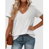 image:imagePRETTYGARDEN Womens Tops Short Sleeve Oversized Tshirts Shirts 2026 Summer Casual V Neck Loose Basic Tees Spring Tunic BlouseLight Grey