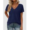 image:imagePRETTYGARDEN Womens Tops Short Sleeve Oversized Tshirts Shirts 2026 Summer Casual V Neck Loose Basic Tees Spring Tunic BlouseNavy Blue