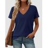 image:imagePRETTYGARDEN Womens Tops Short Sleeve Oversized Tshirts Shirts 2026 Summer Casual V Neck Loose Basic Tees Spring Tunic BlouseNavy Blue