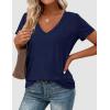 image:imagePRETTYGARDEN Womens Tops Short Sleeve Oversized Tshirts Shirts 2026 Summer Casual V Neck Loose Basic Tees Spring Tunic BlouseNavy Blue
