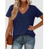image:imagePRETTYGARDEN Womens Tops Short Sleeve Oversized Tshirts Shirts 2026 Summer Casual V Neck Loose Basic Tees Spring Tunic BlouseNavy Blue