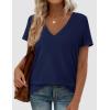 image:imagePRETTYGARDEN Womens Tops Short Sleeve Oversized Tshirts Shirts 2026 Summer Casual V Neck Loose Basic Tees Spring Tunic BlouseNavy Blue