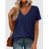 image:imagePRETTYGARDEN Womens Tops Short Sleeve Oversized Tshirts Shirts 2026 Summer Casual V Neck Loose Basic Tees Spring Tunic BlouseNavy Blue