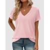 image:imagePRETTYGARDEN Womens Tops Short Sleeve Oversized Tshirts Shirts 2026 Summer Casual V Neck Loose Basic Tees Spring Tunic BlousePink