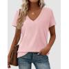 image:imagePRETTYGARDEN Womens Tops Short Sleeve Oversized Tshirts Shirts 2026 Summer Casual V Neck Loose Basic Tees Spring Tunic BlousePink