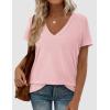 image:imagePRETTYGARDEN Womens Tops Short Sleeve Oversized Tshirts Shirts 2026 Summer Casual V Neck Loose Basic Tees Spring Tunic BlousePink