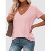 image:imagePRETTYGARDEN Womens Tops Short Sleeve Oversized Tshirts Shirts 2026 Summer Casual V Neck Loose Basic Tees Spring Tunic BlousePink