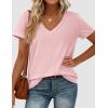 image:imagePRETTYGARDEN Womens Tops Short Sleeve Oversized Tshirts Shirts 2026 Summer Casual V Neck Loose Basic Tees Spring Tunic BlousePink