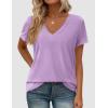 image:imagePRETTYGARDEN Womens Tops Short Sleeve Oversized Tshirts Shirts 2026 Summer Casual V Neck Loose Basic Tees Spring Tunic BlousePurple