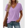 image:imagePRETTYGARDEN Womens Tops Short Sleeve Oversized Tshirts Shirts 2026 Summer Casual V Neck Loose Basic Tees Spring Tunic BlousePurple
