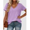 image:imagePRETTYGARDEN Womens Tops Short Sleeve Oversized Tshirts Shirts 2026 Summer Casual V Neck Loose Basic Tees Spring Tunic BlousePurple
