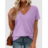 image:imagePRETTYGARDEN Womens Tops Short Sleeve Oversized Tshirts Shirts 2026 Summer Casual V Neck Loose Basic Tees Spring Tunic BlousePurple