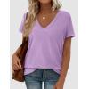image:imagePRETTYGARDEN Womens Tops Short Sleeve Oversized Tshirts Shirts 2026 Summer Casual V Neck Loose Basic Tees Spring Tunic BlousePurple