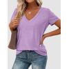 image:imagePRETTYGARDEN Womens Tops Short Sleeve Oversized Tshirts Shirts 2026 Summer Casual V Neck Loose Basic Tees Spring Tunic BlousePurple