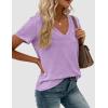 image:imagePRETTYGARDEN Womens Tops Short Sleeve Oversized Tshirts Shirts 2026 Summer Casual V Neck Loose Basic Tees Spring Tunic BlousePurple