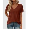 image:imagePRETTYGARDEN Womens Tops Short Sleeve Oversized Tshirts Shirts 2026 Summer Casual V Neck Loose Basic Tees Spring Tunic BlouseRust Red