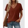 image:imagePRETTYGARDEN Womens Tops Short Sleeve Oversized Tshirts Shirts 2026 Summer Casual V Neck Loose Basic Tees Spring Tunic BlouseRust Red