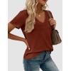image:imagePRETTYGARDEN Womens Tops Short Sleeve Oversized Tshirts Shirts 2026 Summer Casual V Neck Loose Basic Tees Spring Tunic BlouseRust Red