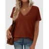 image:imagePRETTYGARDEN Womens Tops Short Sleeve Oversized Tshirts Shirts 2026 Summer Casual V Neck Loose Basic Tees Spring Tunic BlouseRust Red