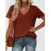 image:imagePRETTYGARDEN Womens Tops Short Sleeve Oversized Tshirts Shirts 2026 Summer Casual V Neck Loose Basic Tees Spring Tunic BlouseRust Red