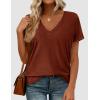 image:imagePRETTYGARDEN Womens Tops Short Sleeve Oversized Tshirts Shirts 2026 Summer Casual V Neck Loose Basic Tees Spring Tunic BlouseRust Red