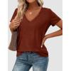 image:imagePRETTYGARDEN Womens Tops Short Sleeve Oversized Tshirts Shirts 2026 Summer Casual V Neck Loose Basic Tees Spring Tunic BlouseRust Red