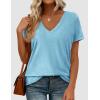 image:imagePRETTYGARDEN Womens Tops Short Sleeve Oversized Tshirts Shirts 2026 Summer Casual V Neck Loose Basic Tees Spring Tunic BlouseSky Blue