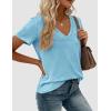 image:imagePRETTYGARDEN Womens Tops Short Sleeve Oversized Tshirts Shirts 2026 Summer Casual V Neck Loose Basic Tees Spring Tunic BlouseSky Blue