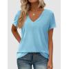 image:imagePRETTYGARDEN Womens Tops Short Sleeve Oversized Tshirts Shirts 2026 Summer Casual V Neck Loose Basic Tees Spring Tunic BlouseSky Blue