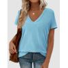 image:imagePRETTYGARDEN Womens Tops Short Sleeve Oversized Tshirts Shirts 2026 Summer Casual V Neck Loose Basic Tees Spring Tunic BlouseSky Blue